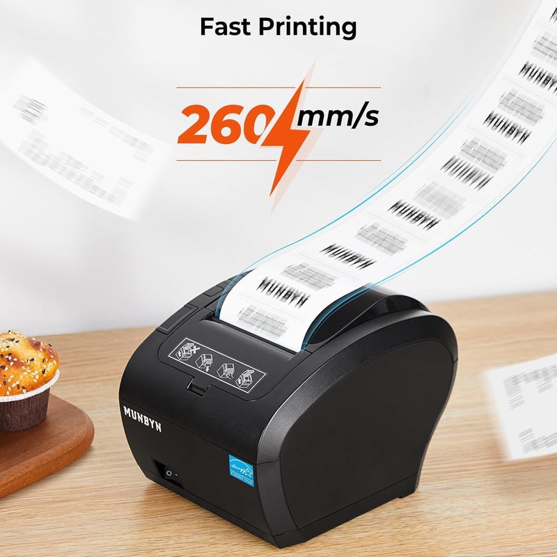 MUNBYN WiFi Receipt Printer with USB Port, 80mm WiFi POS Printer Works with Mac Windows Chromebook Linux Cash Drawer, No Support for Square, Zettle, Shopify, Kyte, Bluetooth or 5G Wi-Fi - Image 5